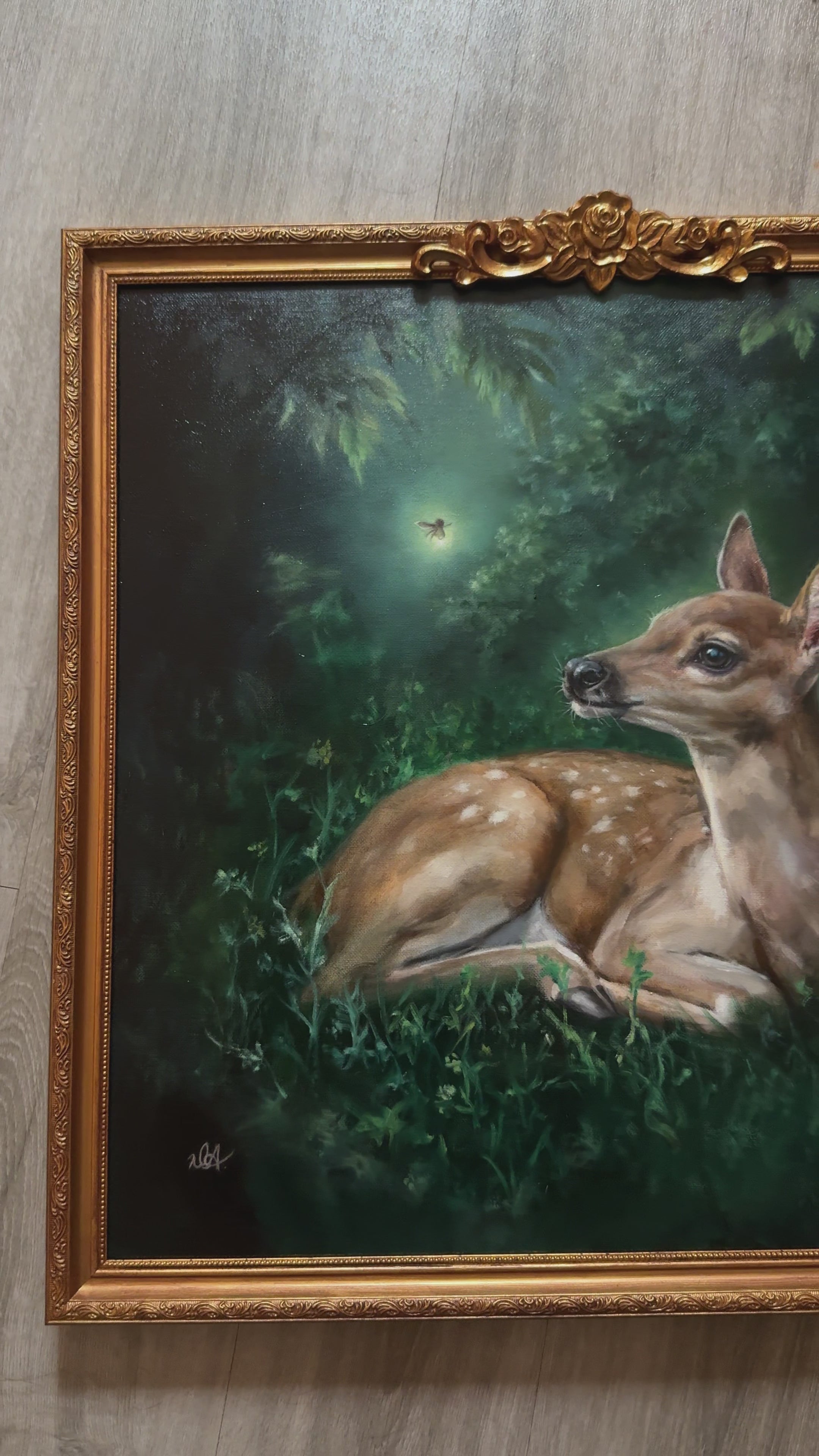 "Fawnlight" 20x20 in - Framed Original Oil Painting